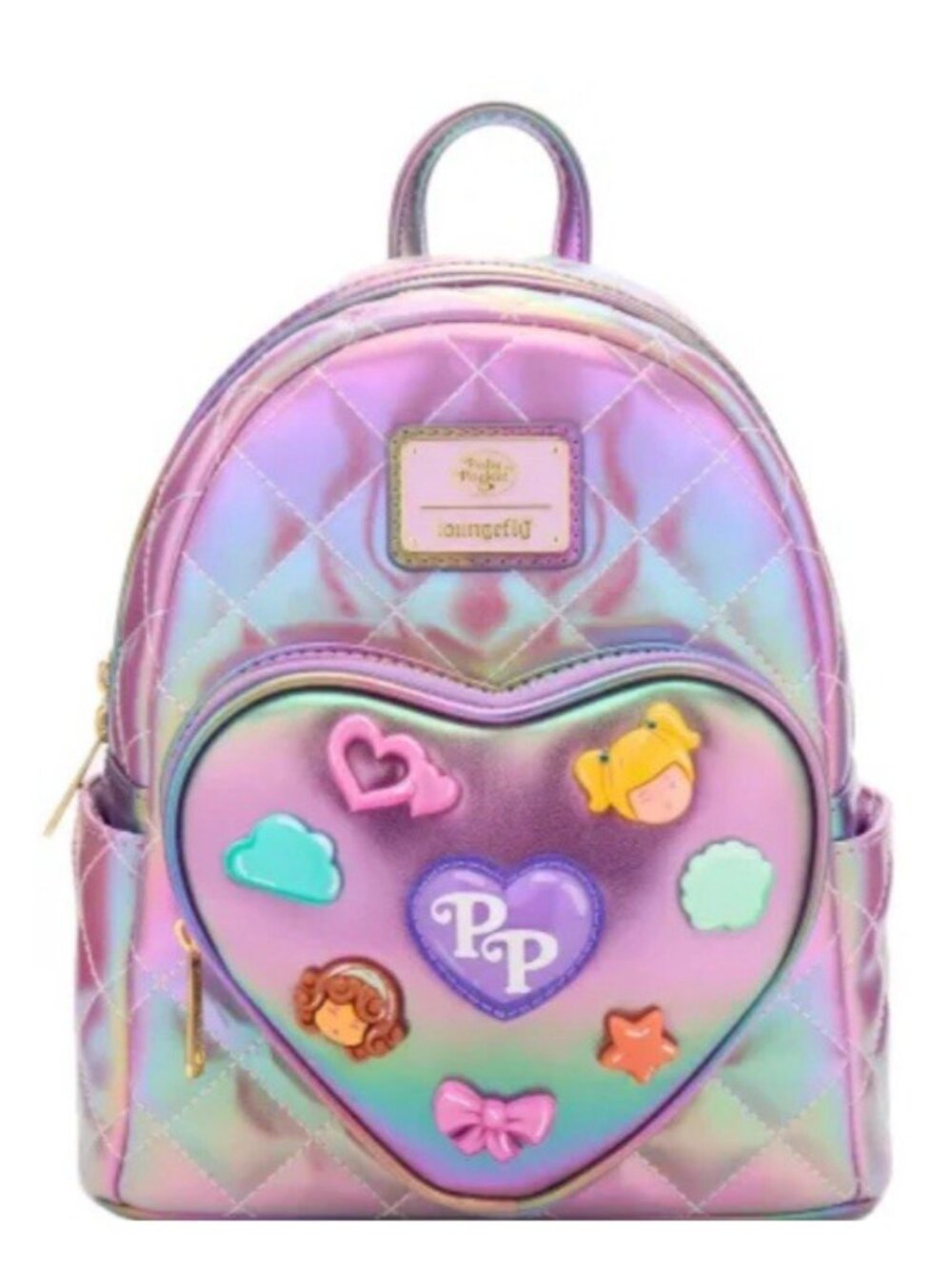 Loungefly Polly Pocket Purple Iridescent Quilted Heart Mini Backpack NWT